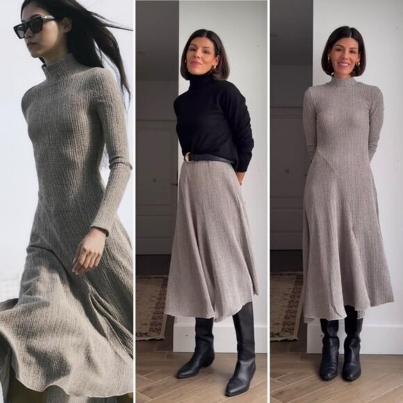 ZARA TEXTURED ASYMMETRIC DRESS - Picture 2 of 6